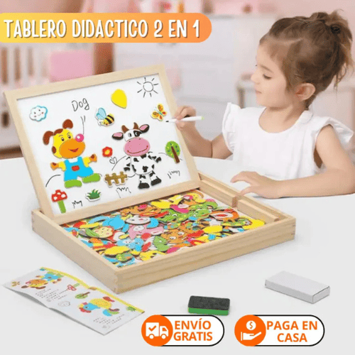 Pizarra Magnética Didáctica 2 en 1