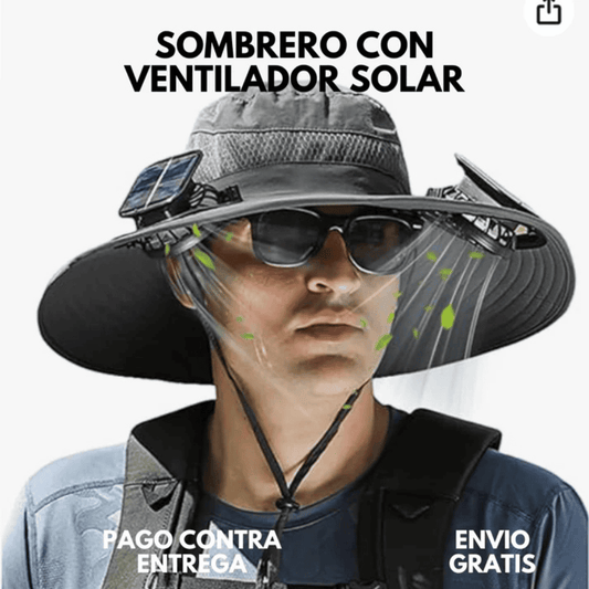 🌞 Sombrero con Panel Solar y 2 Ventiladores – ¡Trabaja fresco bajo el sol!