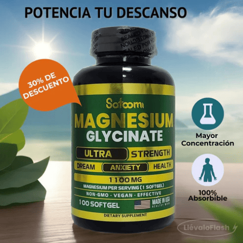 Glicinato de Magnesio Satoomi x 100 cápsulas - ¡El suplemento avanzado de mayor absorción!
