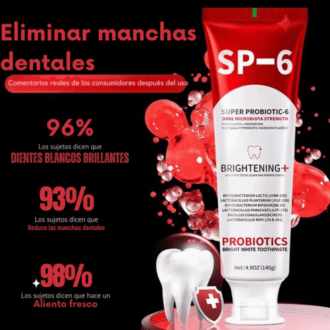 ¡Dientes más blancos y fortalecidos! Pasta Dental con Probióticos SP-6 PureSmile™
