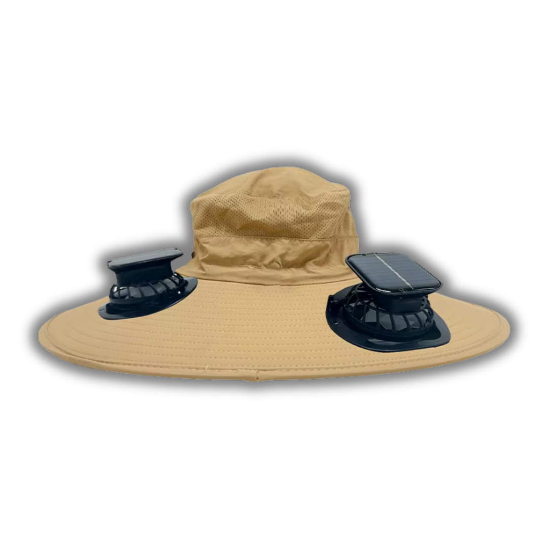 🌞 Sombrero con Panel Solar y 2 Ventiladores – ¡Trabaja fresco bajo el sol!