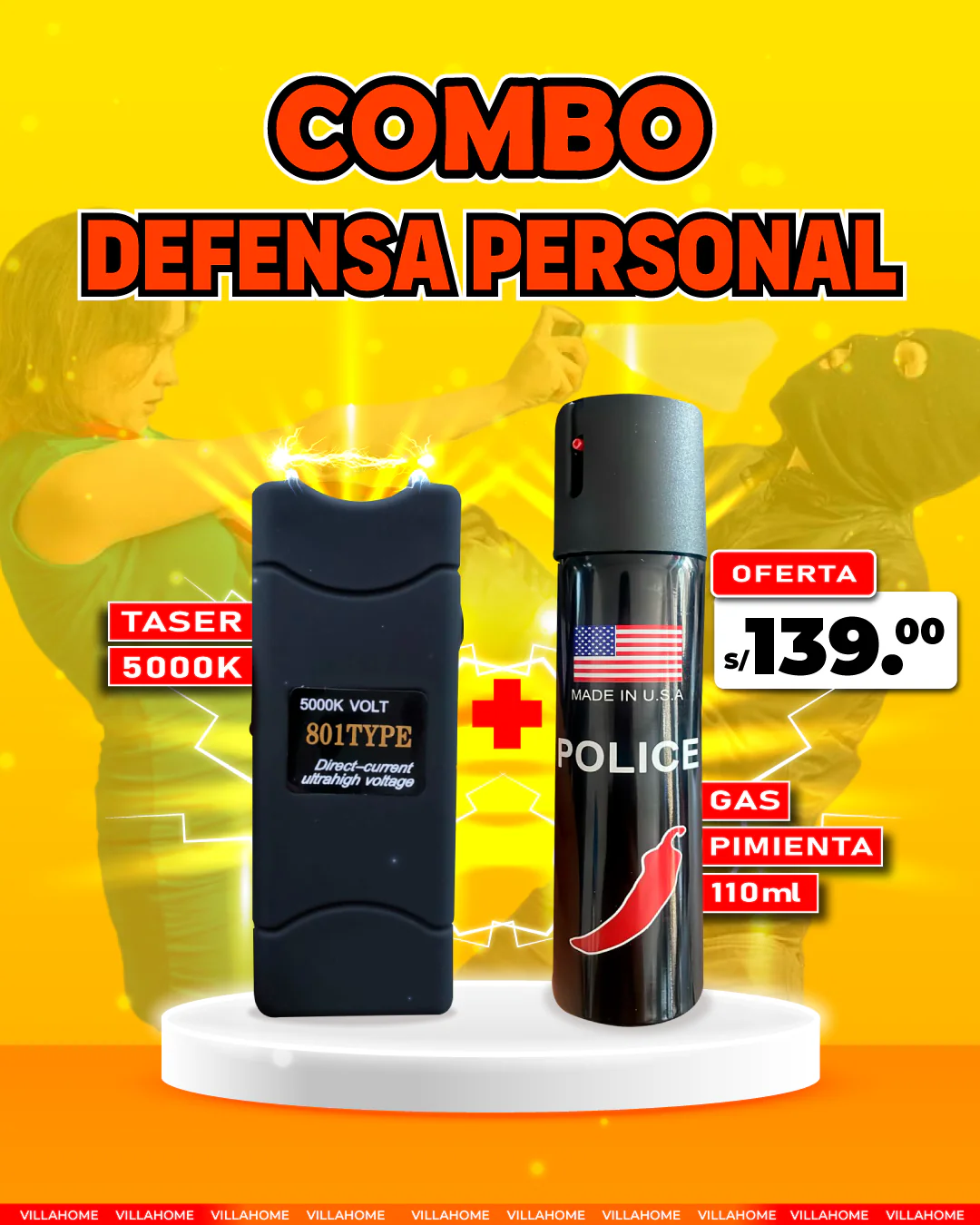 Kit Defensa Personal (Taser+Gas Pimienta)