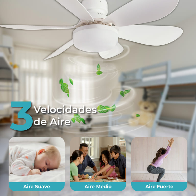 Ventilador de 6 Aspas con Foco Led + Control Remoto