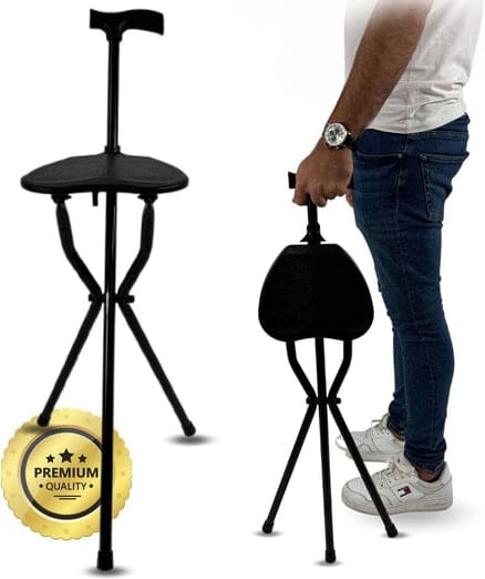 Bastón con Asiento Portátil | Bastones para Mayores Silla Plegable