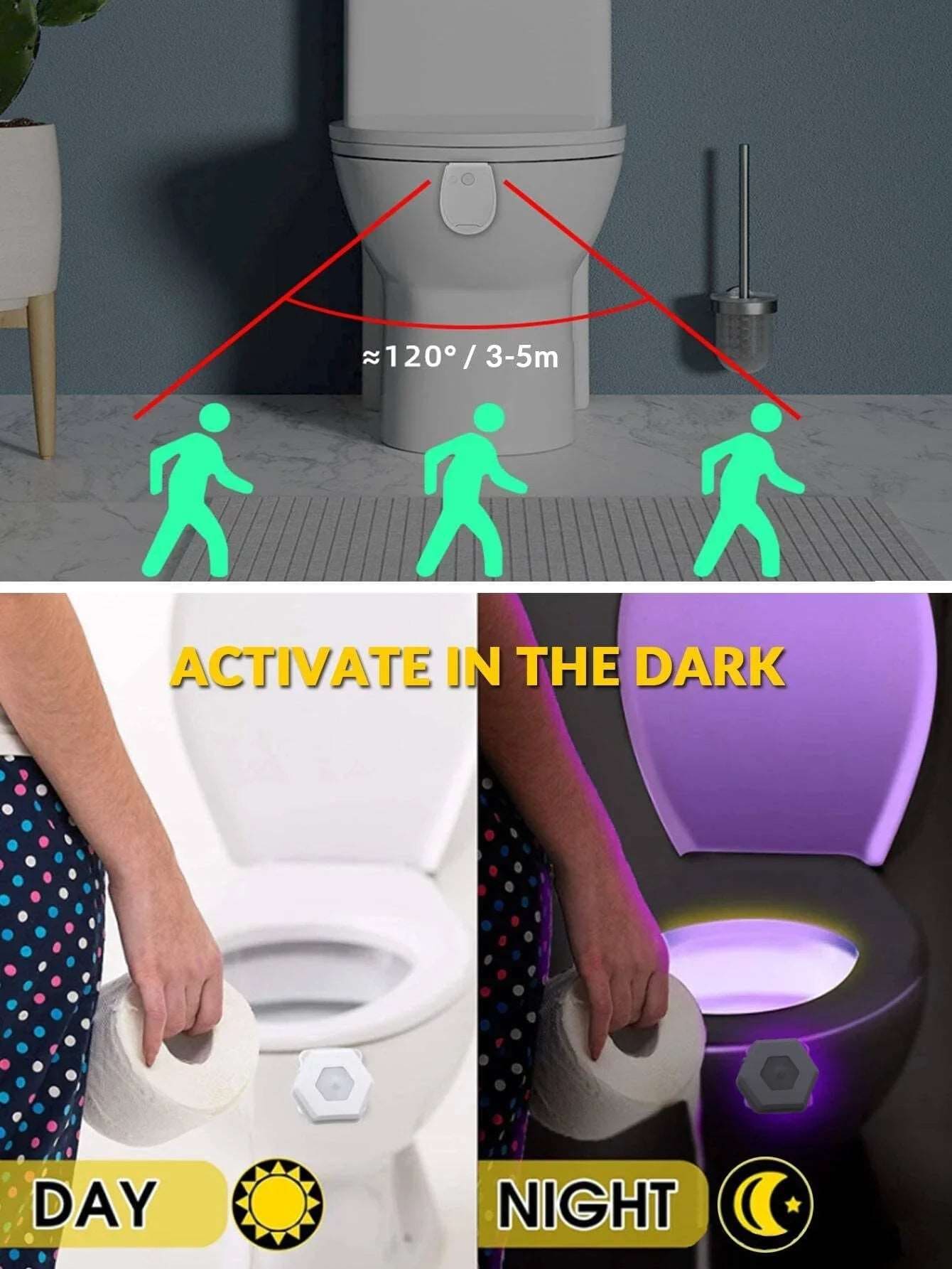 LumiLux Luz para Inodoro con Detección de Movimiento\ 16 Colores LED Avanzados